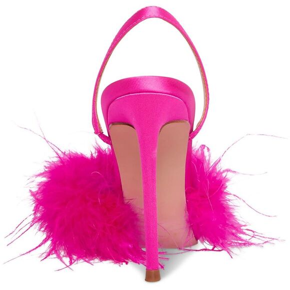 Steve Madden Womens Alexis Pink Satin Feathers Dressy Pumps Shoes NWT - Picture 3 of 3